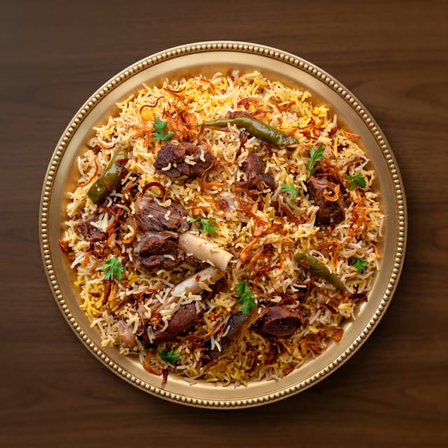 Hyderabadi Goat Dum Biryani.