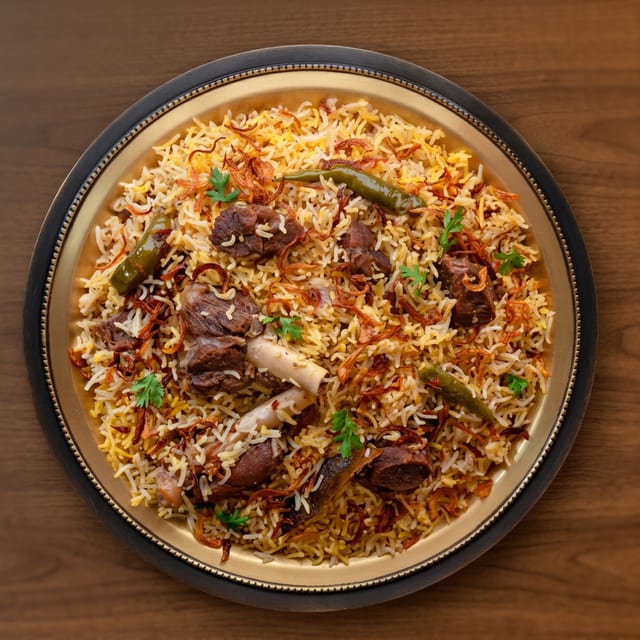 Hyderabadi Goat Dum Biryani.