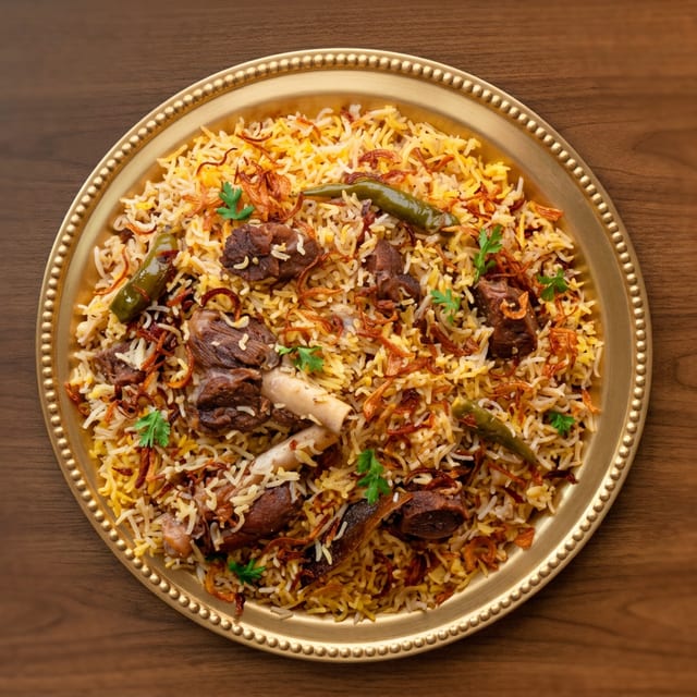 Hyderabadi Goat Dum Biryani.