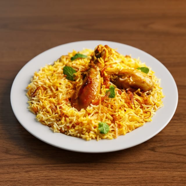 Hyderabadi Chicken Dum Biryani.